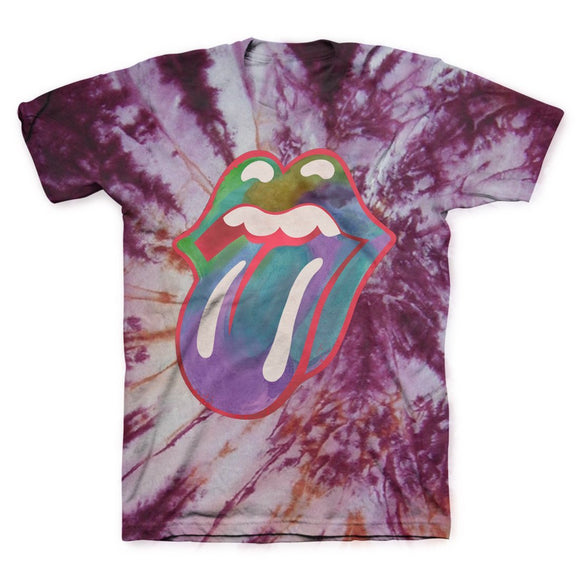 ROLLING STONES | MULTI COLORED TONGUE TIE DYE T-SHIRT