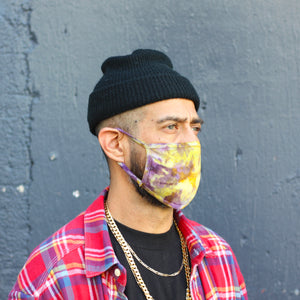 PURPLE & GOLD Tie Dye Face Mask